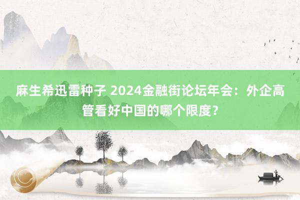 麻生希迅雷种子 2024金融街论坛年会：外企高管看好中国的哪个限度？