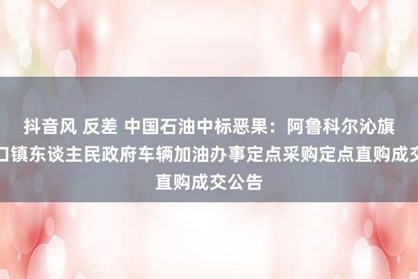 抖音风 反差 中国石油中标恶果：阿鲁科尔沁旗天山口镇东谈主民政府车辆加油办事定点采购定点直购成交公告