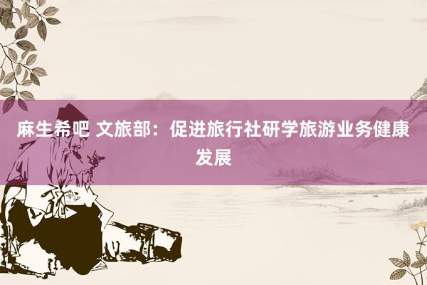麻生希吧 文旅部：促进旅行社研学旅游业务健康发展