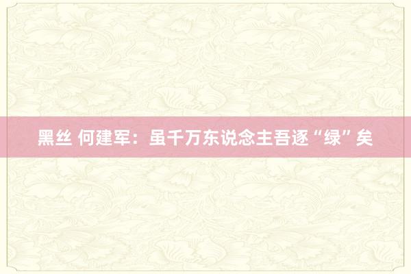 黑丝 何建军：虽千万东说念主吾逐“绿”矣