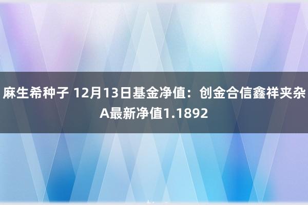 麻生希种子 12月13日基金净值：创金合信鑫祥夹杂A最新净值1.1892
