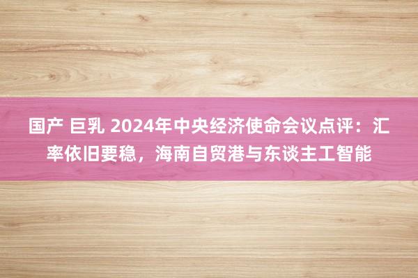 国产 巨乳 2024年中央经济使命会议点评:汇率依旧要稳,海南自贸港与东谈主工智能