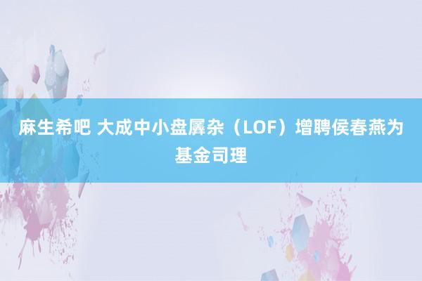 麻生希吧 大成中小盘羼杂（LOF）增聘侯春燕为基金司理