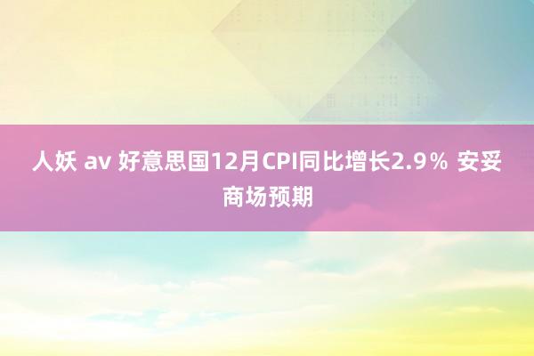 人妖 av 好意思国12月CPI同比增长2.9％ 安妥商场预期