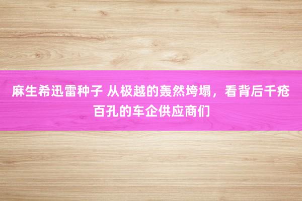 麻生希迅雷种子 从极越的轰然垮塌，看背后千疮百孔的车企供应商们