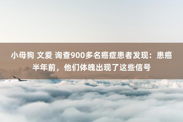 小母狗 文爱 询查900多名癌症患者发现：患癌半年前，他们体魄出现了这些信号