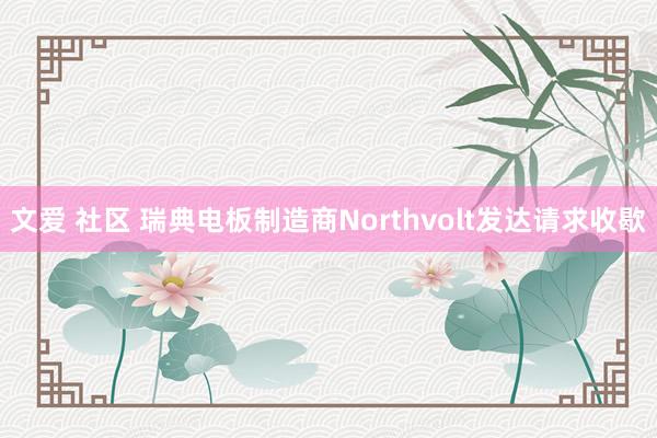 文爱 社区 瑞典电板制造商Northvolt发达请求收歇