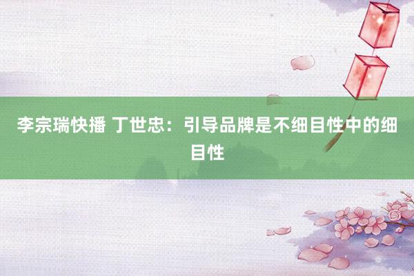 李宗瑞快播 丁世忠：引导品牌是不细目性中的细目性