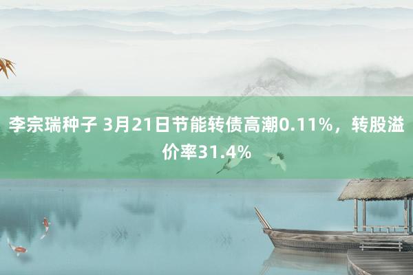 李宗瑞种子 3月21日节能转债高潮0.11%，转股溢价率31.4%