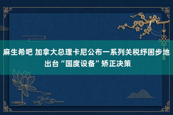 麻生希吧 加拿大总理卡尼公布一系列关税纾困步地 出台“国度设备”矫正决策