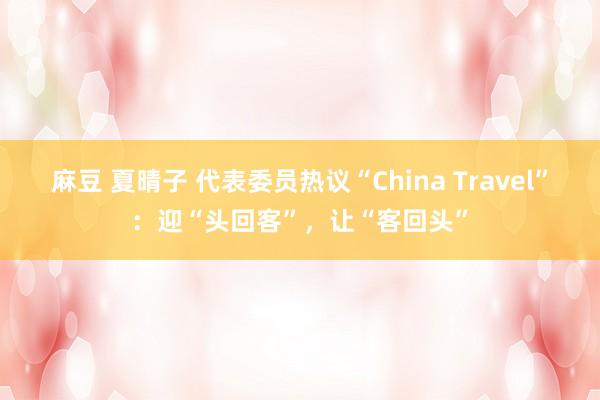 麻豆 夏晴子 代表委员热议“China Travel”：迎“头回客”，让“客回头”