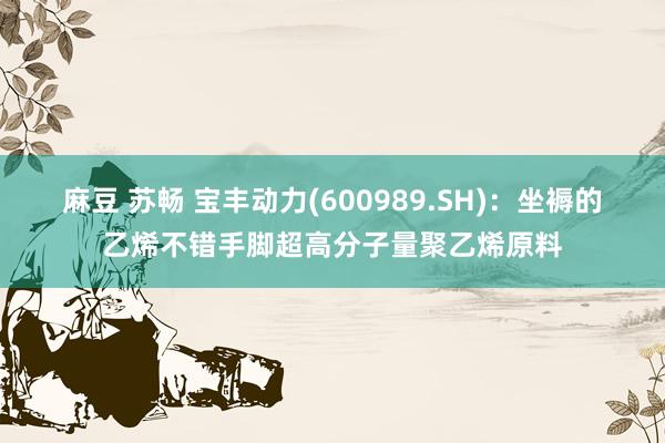 麻豆 苏畅 宝丰动力(600989.SH)：坐褥的乙烯不错手脚超高分子量聚乙烯原料