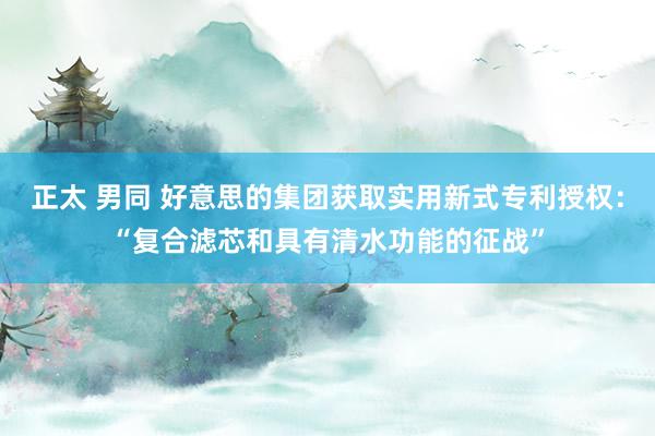 正太 男同 好意思的集团获取实用新式专利授权：“复合滤芯和具有清水功能的征战”