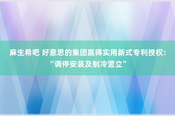 麻生希吧 好意思的集团赢得实用新式专利授权：“调停安装及制冷竖立”