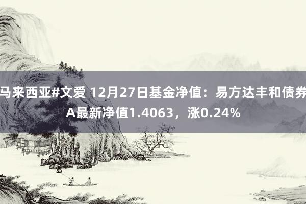 马来西亚#文爱 12月27日基金净值：易方达丰和债券A最新净值1.4063，涨0.24%