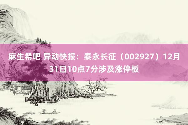 麻生希吧 异动快报：泰永长征（002927）12月31日10点7分涉及涨停板