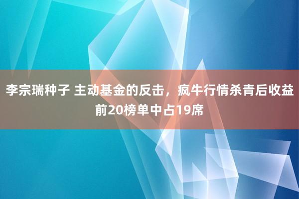 李宗瑞种子 主动基金的反击，疯牛行情杀青后收益前20榜单中占19席