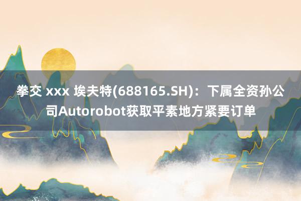 拳交 xxx 埃夫特(688165.SH)：下属全资孙公司Autorobot获取平素地方紧要订单