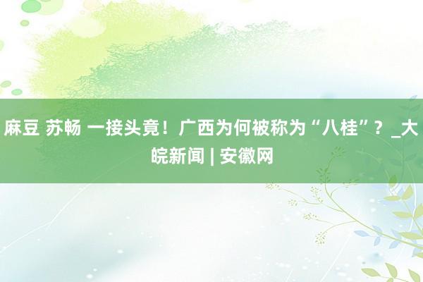 麻豆 苏畅 一接头竟！广西为何被称为“八桂”？_大皖新闻 | 安徽网