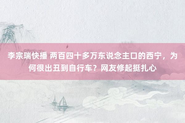 李宗瑞快播 两百四十多万东说念主口的西宁，为何很出丑到自行车？网友修起挺扎心