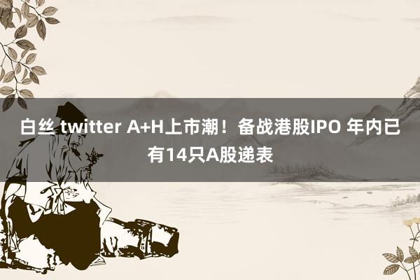 白丝 twitter A+H上市潮！备战港股IPO 年内已有14只A股递表