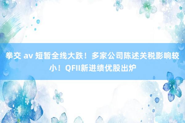 拳交 av 短暂全线大跌！多家公司陈述关税影响较小！QFII新进绩优股出炉