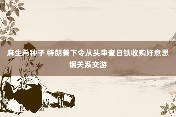 麻生希种子 特朗普下令从头审查日铁收购好意思钢关系交游