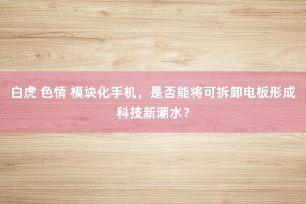 白虎 色情 模块化手机，是否能将可拆卸电板形成科技新潮水？