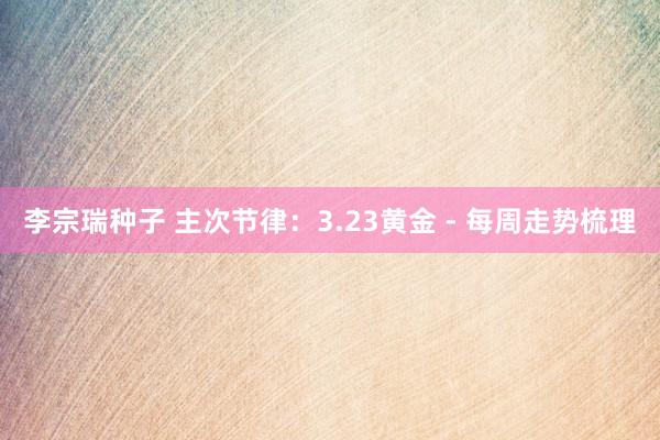 李宗瑞种子 主次节律：3.23黄金 - 每周走势梳理