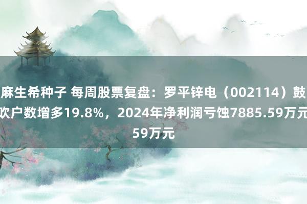 麻生希种子 每周股票复盘：罗平锌电（002114）鼓吹户数增多19.8%，2024年净利润亏蚀7885.59万元