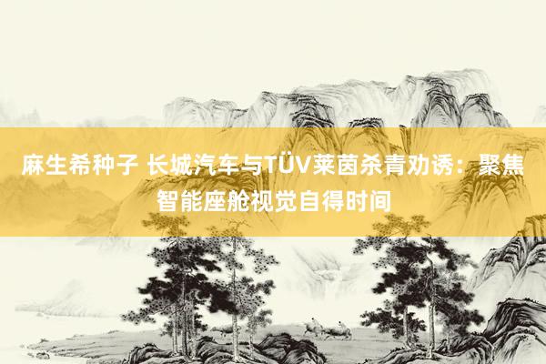 麻生希种子 长城汽车与TÜV莱茵杀青劝诱：聚焦智能座舱视觉自得时间