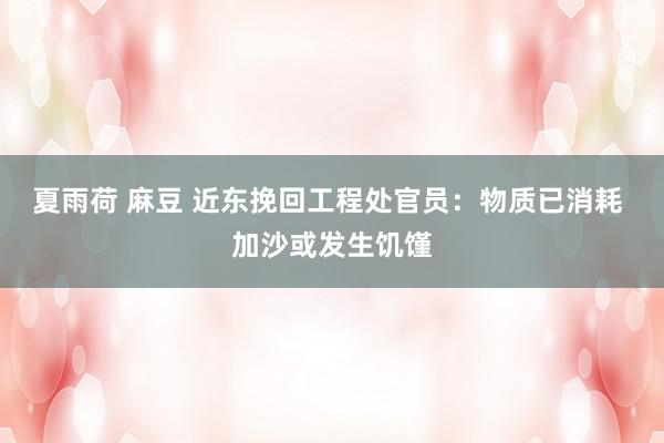 夏雨荷 麻豆 近东挽回工程处官员：物质已消耗 加沙或发生饥馑