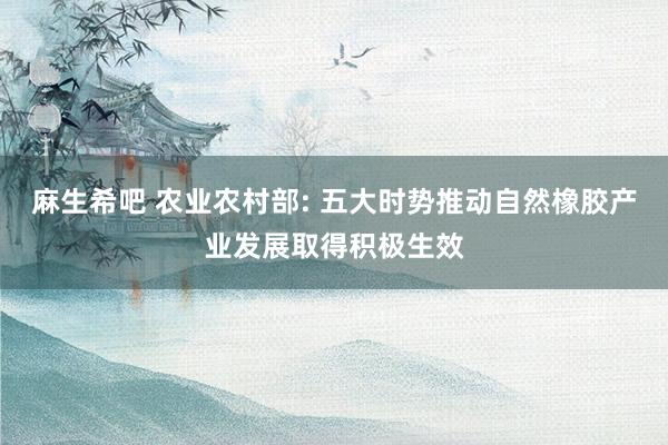 麻生希吧 农业农村部: 五大时势推动自然橡胶产业发展取得积极生效