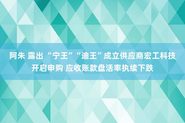 阿朱 露出 “宁王”“迪王”成立供应商宏工科技开启申购 应收账款盘活率执续下跌