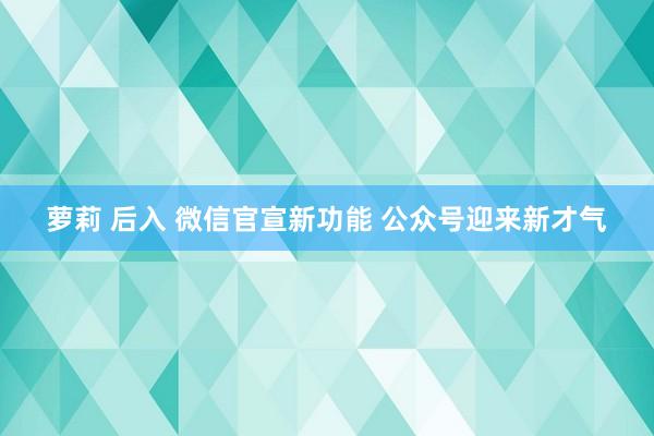 萝莉 后入 微信官宣新功能 公众号迎来新才气