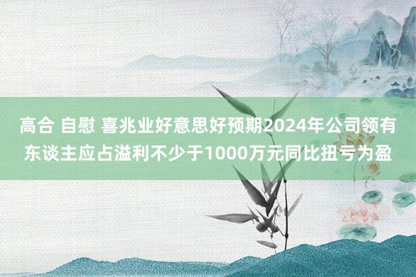 高合 自慰 喜兆业好意思好预期2024年公司领有东谈主应占溢利不少于1000万元同比扭亏为盈